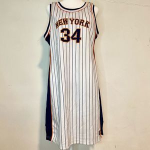 White and Blue Striped Mini Dress